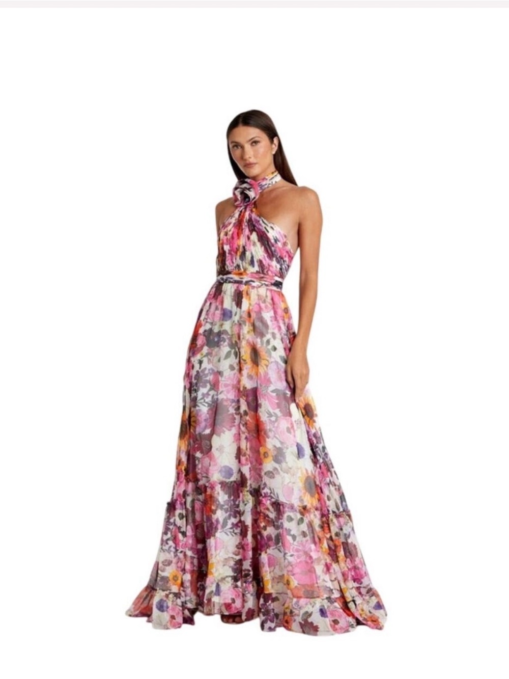 MAC DUGGAL halter Dress Size 8 Evening Gown NWT Pink Floral